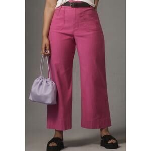 Anthropologie x Maeve The Colette Cropped Wide-Leg Pants 32 petite in pink